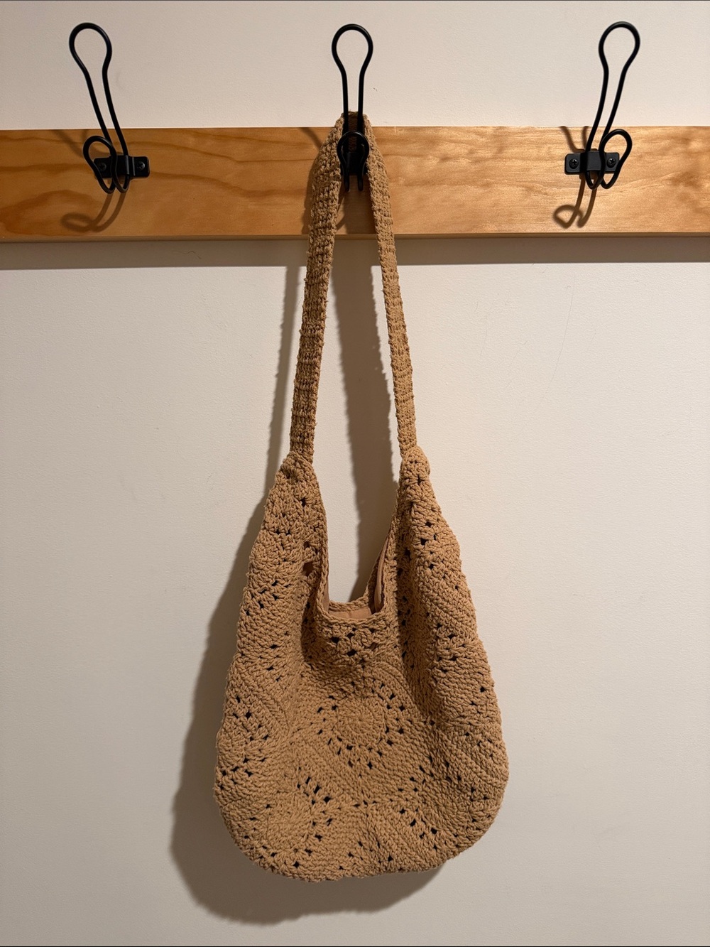 Crocheted Shoulder Bag in Tan — Boho Everyday Tote
